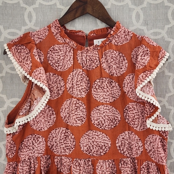 Anthropologie THML Women's M Tunic Dress Ruffle Sleeveless Pattern Crew neck - Picture 3 of 9